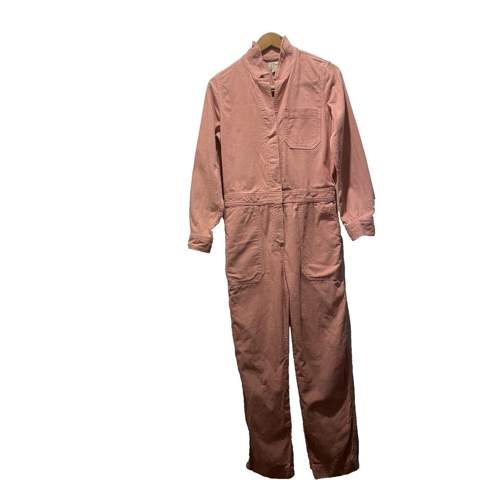 NWT JCrew Foundry Pink Corduroy Utility Coverall Jumpsuit 100% Cotton Womens Sz0